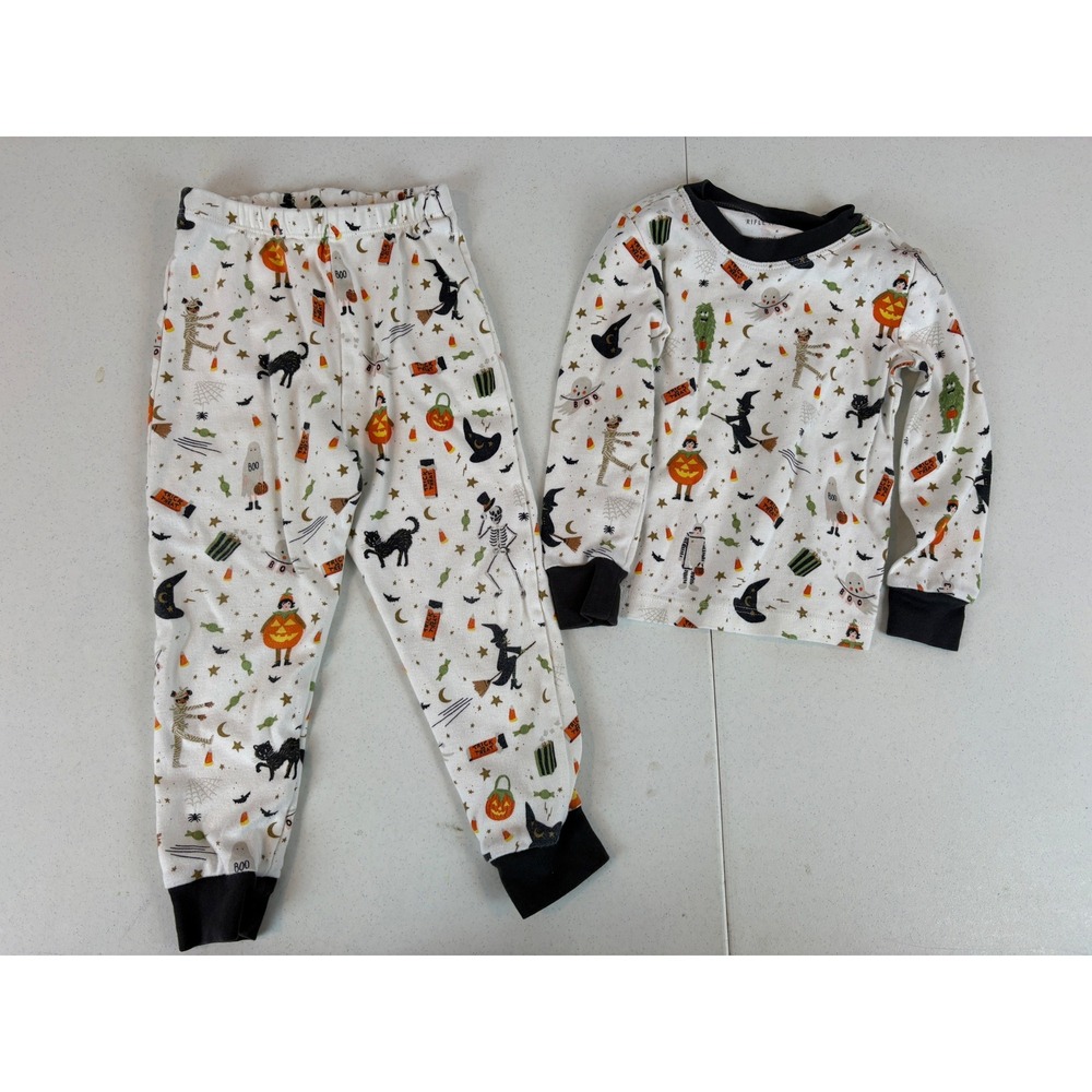 Rifle Paper Co Pottery Barn Kids Halloween Pajama Set Cream Black Witches Cats